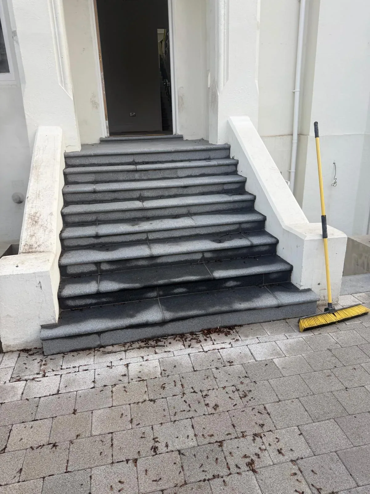 Tiled entrance steps beside the driveway, Residential renovation